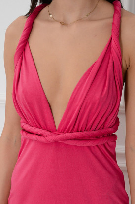 Sukienka mini przeplatana góra fuksja Sidnei