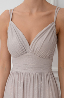 Sukienka maxi brokatowa beż Malavi