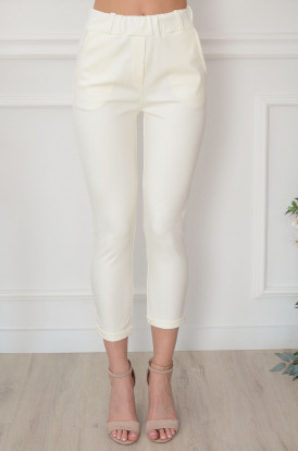 Spodnie dresowe z wywinięciem kremowe Jose