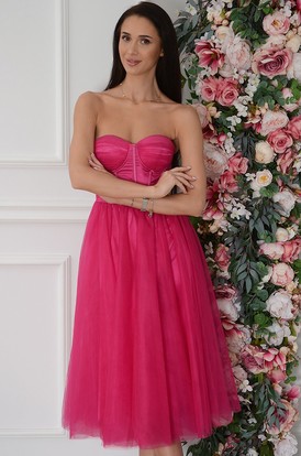 Sukienka midi tiulowa z gorsetem fuksja Dajana