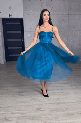 Sukienka midi tiulowa z gorsetem morska Dajana