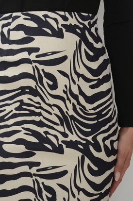 Spódnica ołówkowa zamsz zebra beż-czarna Soffy