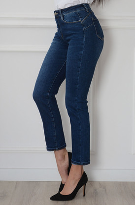 Spodnie jeansowe push up wysoki stan Lemi