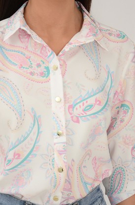 Bluzka koszulowa pastel paisley kremowa Yulia