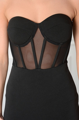 Sukienka asymetryczna z gorsetem czarna Ivita