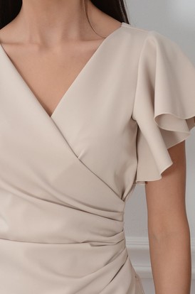 Sukienka maxi kopertowa motylek beż Lillian