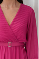 Sukienka midi szyfonowa z paskiem fuksja Nassu