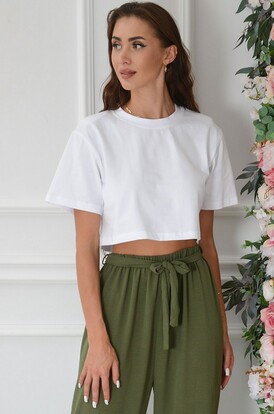 Krótka bluzka T-shirt biała Arya