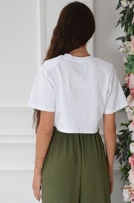 Krótka bluzka T-shirt biała Arya