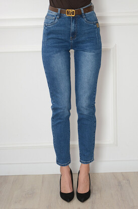 Spodnie jeansowe skinny z zaszewkami niebieskie Quanty