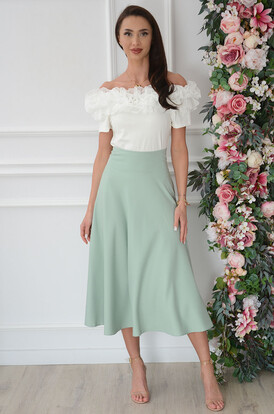 Spódnica midi rozkloszowana mięta Kajsa