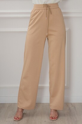 Spodnie dzianinowe na gumie wide leg kamel July