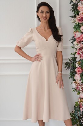 Sukienka midi rozkloszowana beż Suzzy