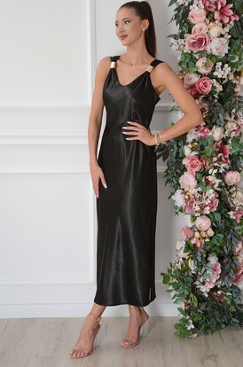 Sukienka midi błyszcząca czarna Becky