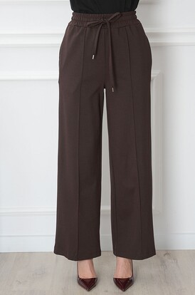 Spodnie wide leg dzianinowe czekolada Barnela