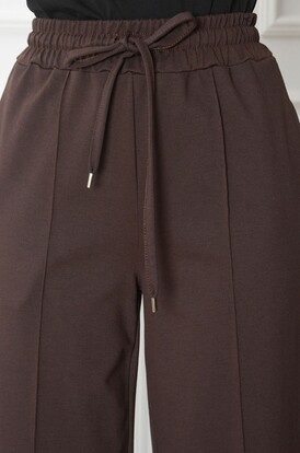 Spodnie wide leg dzianinowe czekolada Barnela