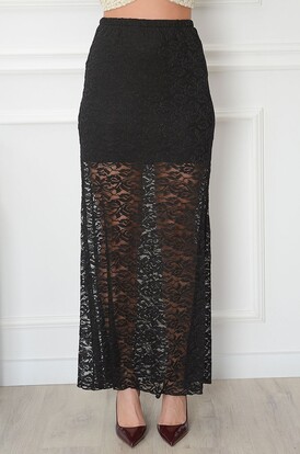 Spódnica maxi z koronki czarna Instex