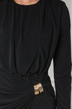 Sukienka midi z zakładką czarna Dorotty