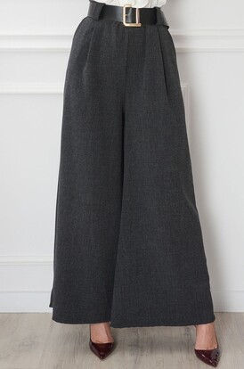 Spodnie szeroka nogawka tkaninowe grafit Vevo