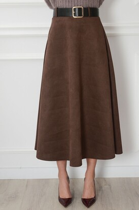 Spódnica midi a'la zamsz czekolada Rory