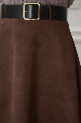 Spódnica midi a'la zamsz czekolada Rory