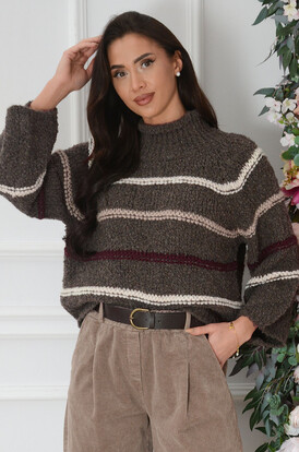 Sweter reglan bukla w paski fango Miles