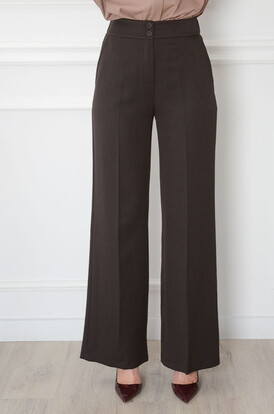 Spodnie wide leg w kant czekolada Vanemo