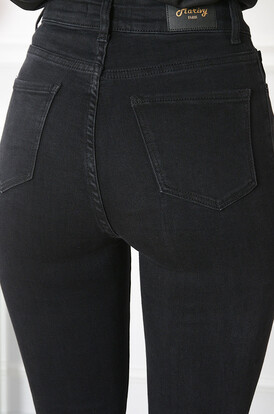Spodnie jeans wysoki stan dzwony czarne Matery