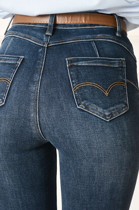 Spodnie jeansowe rurki push-up granat Storey