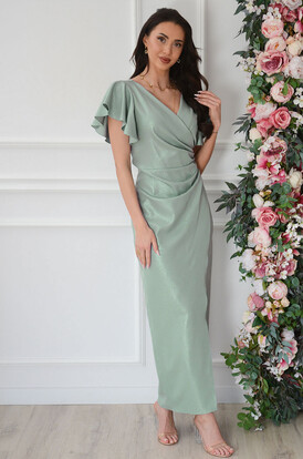 Sukienka maxi błyszczą motylek miętowa Lillian