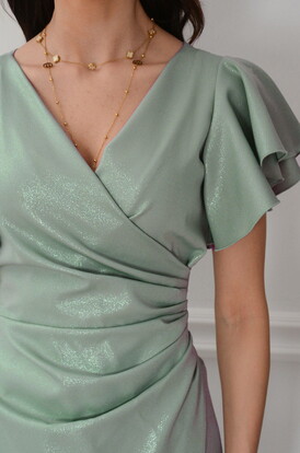 Sukienka maxi błyszczą motylek miętowa Lillian