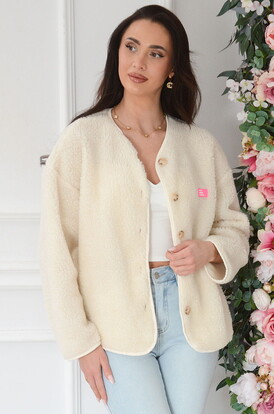 Bluza baranek na napy z naszywką ecru Zoza