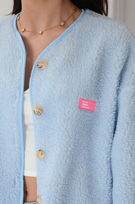 Bluza baranek na napy z naszywką baby blue Zoza