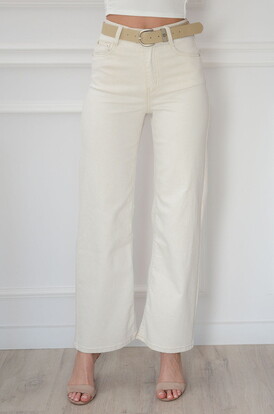 Spodnie jeans wide leg beż Ilon
