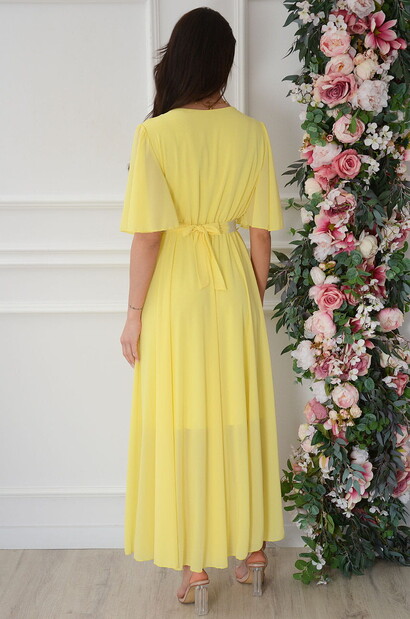 Sukienka maxi szyfonowa motylek cytryna Martha