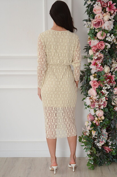 Sukienka midi z koronki masełko Gamby Size+