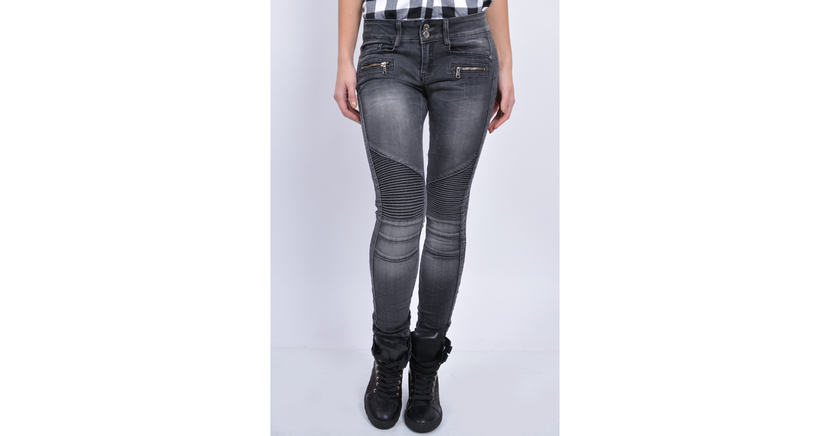 cocomama Spodnie jeans z przeszyciami i zamkami czarne - Cocomoda.pl