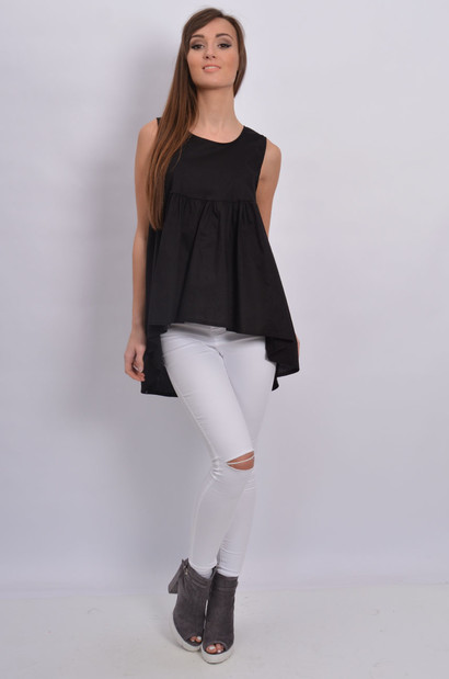 Bluzka asymetryczna rozkloszowana czarna