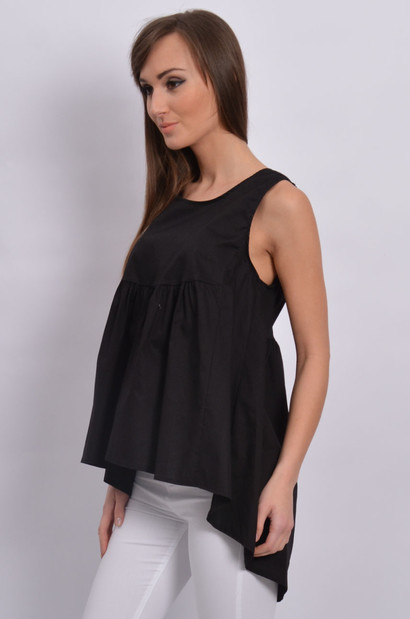 Bluzka asymetryczna rozkloszowana czarna