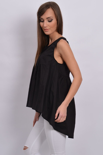 Bluzka asymetryczna rozkloszowana czarna