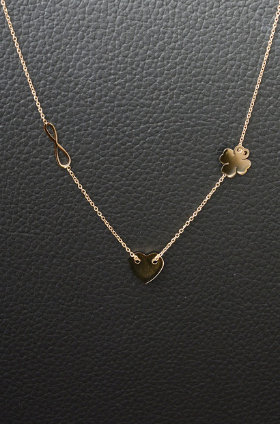 Naszyjnik celebrytka pozłacany potrójny - wzór 17