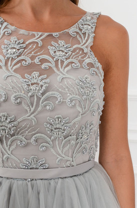 Sukienka Violetta z koronki i tiulu szara 