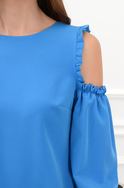 Sukienka odkryte ramiona kobaltowa Sklep internetowy cocomoda.pl