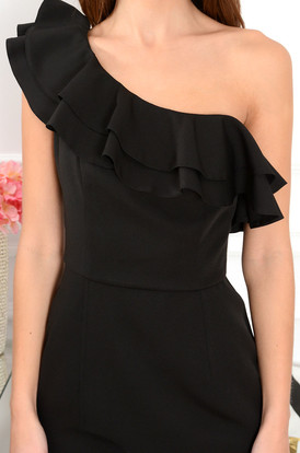 Sukienka asymetryczna maxi Kamila czarna