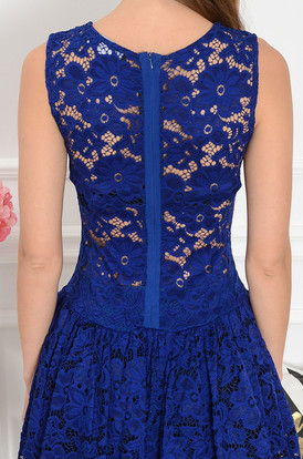 Sukienka koronkowa kobalt Lace Swan