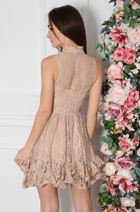 Sukienka koronkowa z falbankami brudny róż Isma