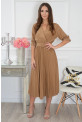Sukienka midi pliso z paskiem kamel Pavetta New