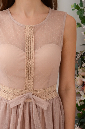 Sukienka midi tiulowa z kokardką brudny róż Damari