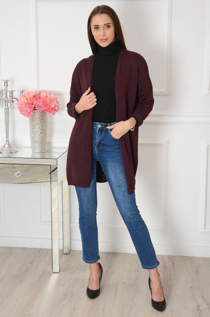 Sweter kardigan dzianinowy śliwka Maryland