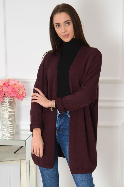 Sweter kardigan dzianinowy śliwka Maryland